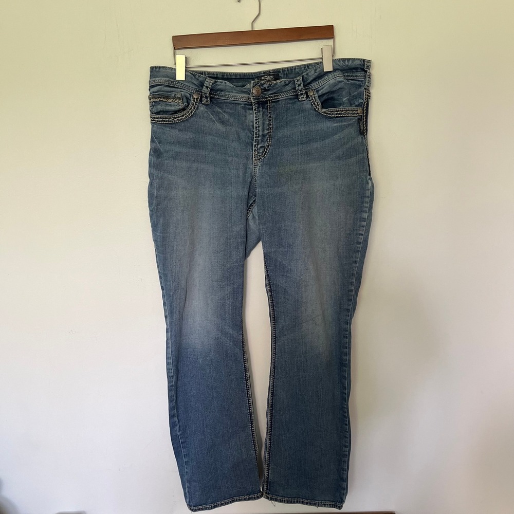 Silver Jeans Co Suki Mid Slim Boot Medium Wash Denim Blue Jeans sz20 33